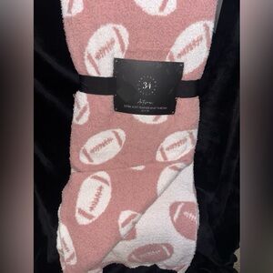 Football Blush Pink & White Feather Knit Reversible Super Soft Throw Blanket